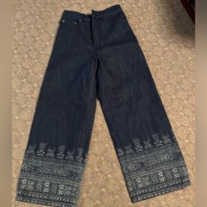 Christian Dior Wide-Leg Denim Pants with Floral Embroidery